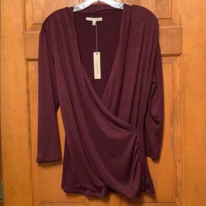 Cross front ruched knit top